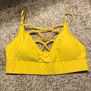 a yellow F21 bikini top